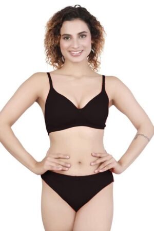 LUNAIN Lingerie Set with Full Coverage | Non-Padded Bra and Hipster Panty