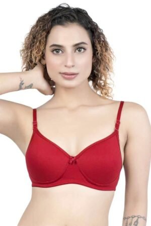 1-103.jpg LUNAIN Lady pad Women's Cotton Fabric Bra Soft botom Band for Extra Comfort (Red)