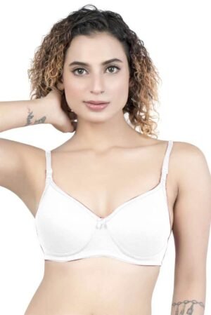 1-104.jpg LUNAIN Lady pad Women's Cotton Fabric Bra Soft botom Band for Extra Comfort (White)