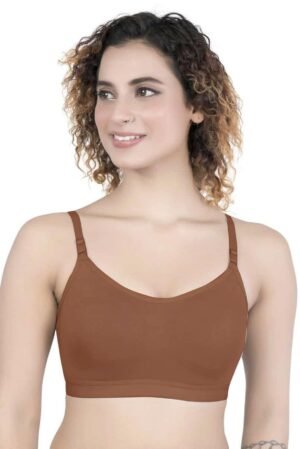 1-106.jpg LUNAIN Lancy Women's Cotton Fabric Bra Soft botom Band for Extra Comfort (Brown)