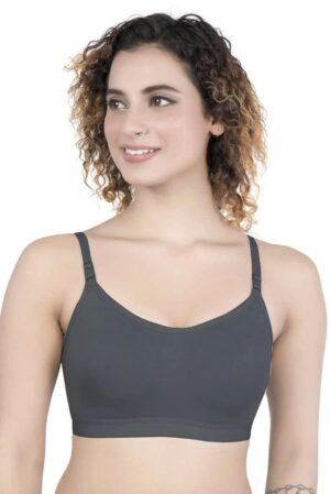 1-107.jpg LUNAIN Lancy Women's Cotton Fabric Bra Soft botom Band for Extra Comfort (Gray)