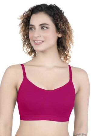 1-109.jpg LUNAIN Lancy Women's Cotton Fabric Bra Soft botom Band for Extra Comfort (Pink)
