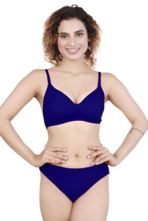 1-11.jpg LUNAIN Lingerie Set with Full Coverage | Non-Padded Bra and Hipster Panty (Blue)