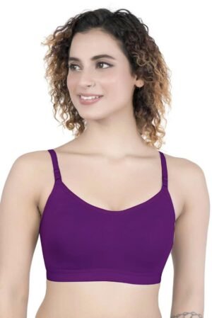 1-110.jpg LUNAIN Lancy Women's Cotton Fabric Bra Soft botom Band for Extra Comfort (Purple)
