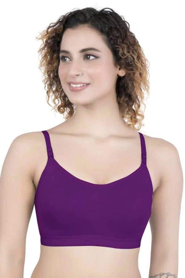 1-110.jpg LUNAIN Lancy Women's Cotton Fabric Bra Soft botom Band for Extra Comfort (Purple)