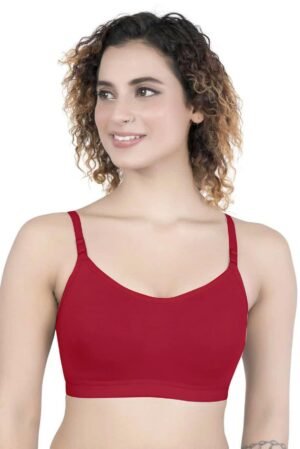 1-111.jpg LUNAIN Lancy Women's Cotton Fabric Bra Soft botom Band for Extra Comfort (Red)