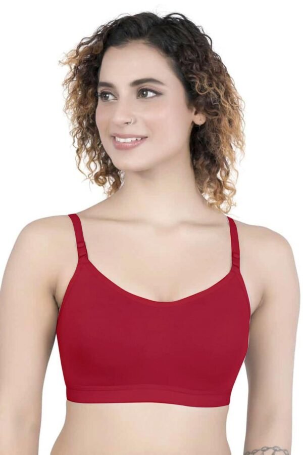 1-111.jpg LUNAIN Lancy Women's Cotton Fabric Bra Soft botom Band for Extra Comfort (Red)