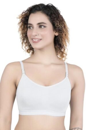 1-112.jpg LUNAIN Lancy Women's Cotton Fabric Bra Soft botom Band for Extra Comfort (White)