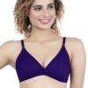 LUNAIN Mani Women's Non Padded Non Wired Cotton Lycra Fabric Bra with Special Broad Strap (Blue)