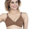 1-114.jpg LUNAIN Mani Women's Non Padded Non Wired Cotton Lycra Fabric Bra with Special Broad Strap (Brown)