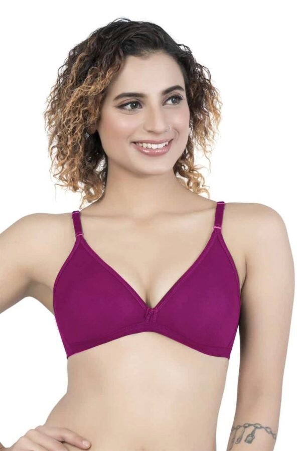 1-117.jpg LUNAIN Mani Women's Non Padded Non Wired Cotton Lycra Fabric Bra with Special Broad Strap (Pink)