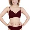 LUNAIN Lingerie Set with Full Coverage | Non-Padded Bra and Hipster Panty (Maroon)