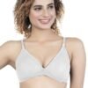 LUNAIN Mani Women's Non Padded Non Wired Cotton Lycra Fabric Bra with Special Broad Strap (White)