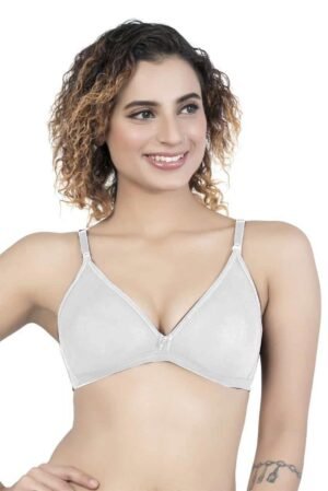 1-121.jpg LUNAIN Mani Women's Non Padded Non Wired Cotton Lycra Fabric Bra with Special Broad Strap (White)