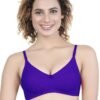 LUNAIN Milance Women's Non Padded Non Wired Cotton Lycra Fabric Bra with Special Broad Strap (Blue)