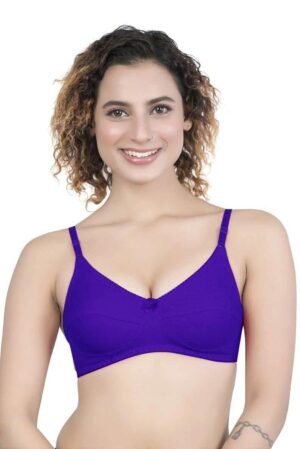 1-126.jpg LUNAIN Milance Women's Non Padded Non Wired Cotton Lycra Fabric Bra with Special Broad Strap (Blue)