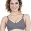 1-127.jpg LUNAIN Milance Women's Non Padded Non Wired Cotton Lycra Fabric Bra with Special Broad Strap (Gray)