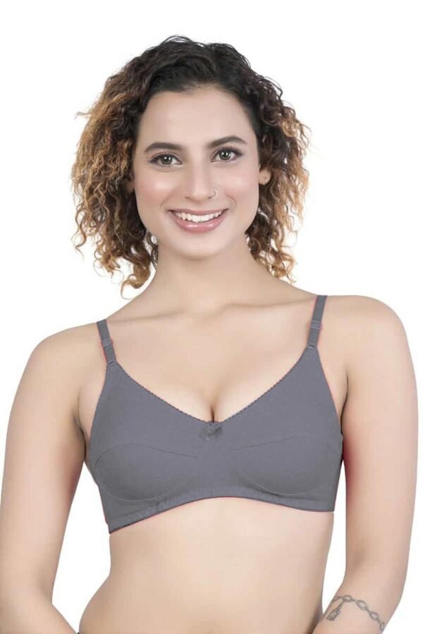 1-127.jpg LUNAIN Milance Women's Non Padded Non Wired Cotton Lycra Fabric Bra with Special Broad Strap (Gray)