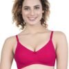 1-128.jpg LUNAIN Milance Women's Non Padded Non Wired Cotton Lycra Fabric Bra with Special Broad Strap (Pink)