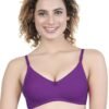 LUNAIN Milance Women's Non Padded Non Wired Cotton Lycra Fabric Bra with Special Broad Strap (Purple)