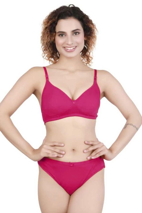 1-13.jpg LUNAIN Lingerie Set with Full Coverage | Non-Padded Bra and Hipster Panty (Pink Dark)