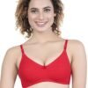 1-130.jpg LUNAIN Milance Women's Non Padded Non Wired Cotton Lycra Fabric Bra with Special Broad Strap (Red)