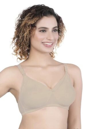 1-131.jpg LUNAIN Moulded Spacer Cup Feeding Bra | Nursing Bra with Full Coverage Bra | Lightweight, Breathable & Sweat-Resistant | Non-Wired & Non-Padded (Brown)
