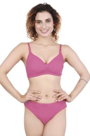 1-14.jpg LUNAIN Lingerie Set with Full Coverage | Non-Padded Bra and Hipster Panty (Pink)