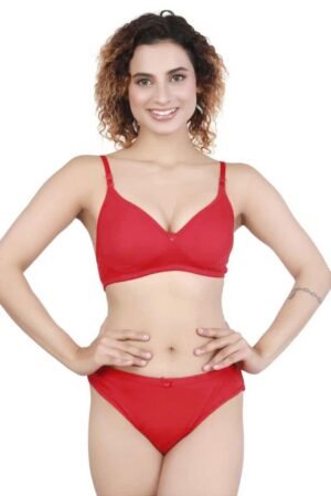 1-15.jpg LUNAIN Lingerie Set with Full Coverage | Non-Padded Bra and Hipster Panty (Red)