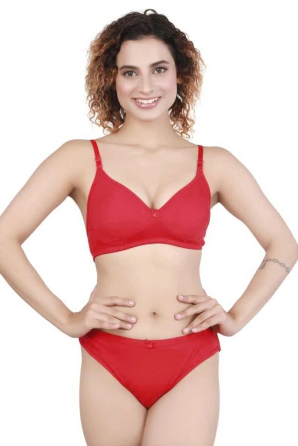 1-15.jpg LUNAIN Lingerie Set with Full Coverage | Non-Padded Bra and Hipster Panty (Red)