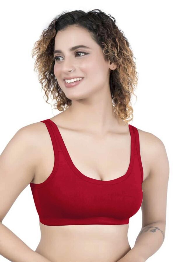 1-162.jpg LUNAIN Women Sports Bra for High Impact Activities | Non Padded (Red)