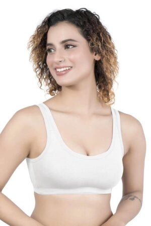 1-163.jpg LUNAIN Women Sports Bra for High Impact Activities | Non Padded (White)