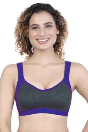 1-164.jpg LUNAIN Women Sports Bra for High Impact Activities | Non Padded (Blue)