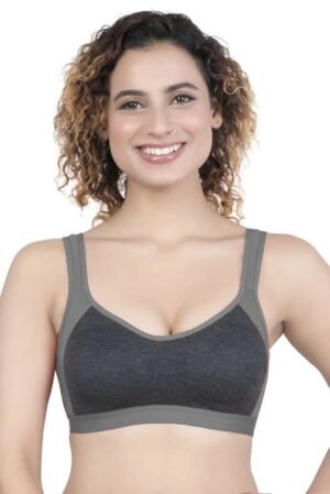 1-165.jpg LUNAIN Women Sports Bra for High Impact Activities | Non Padded (Gray)
