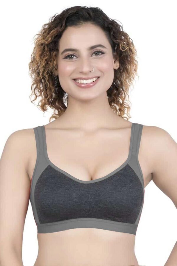 LUNAIN Women Sports Bra for High Impact Activities | Non Padded (Gray)