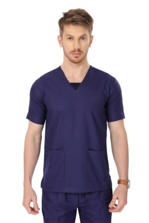 LUNAIN Scrub Suits for Doctors | OT Dress | Dentists and Healthcare Professionals (Men) (Navy Blue)