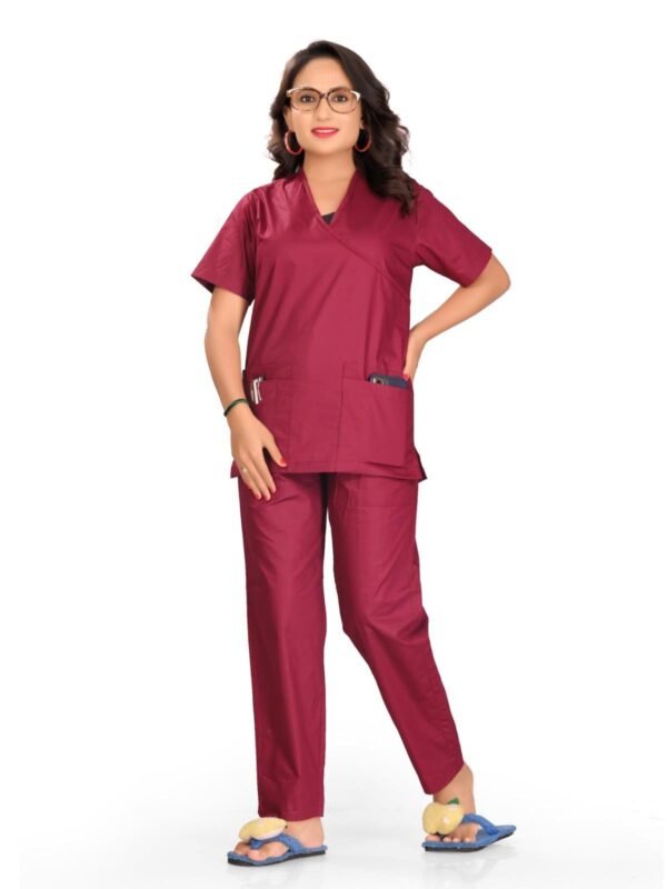 1-26.jpg LUNAIN Scrub Suits for Doctors | OT Dress | Dentists and Healthcare Professionals (Women) (Maroon)