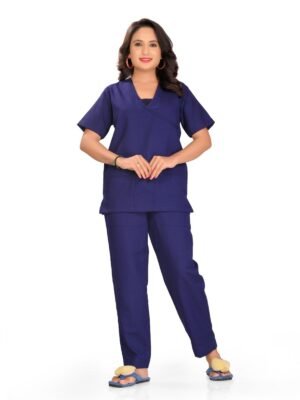 LUNAIN Scrub Suits for Doctors | OT Dress | Dentists and Healthcare Professionals (Women) (Navy Blue)