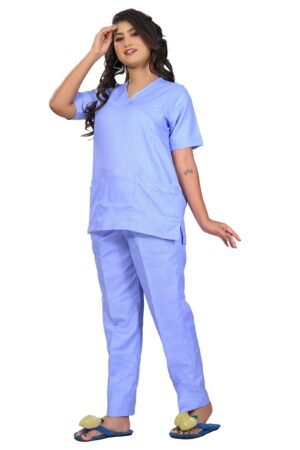 1-28.jpg LUNAIN Scrub Suits for Doctors | OT Dress | Dentists and Healthcare Professionals (Women) (Sky Blue)