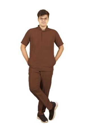 1-51.jpg LUNAIN 2-Way Stretchable Scrub Suit for Men (Brown)
