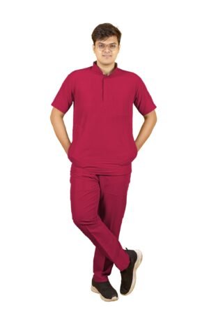 1-55.jpg LUNAIN 2-Way Stretchable Scrub Suit for Men (Maroon)