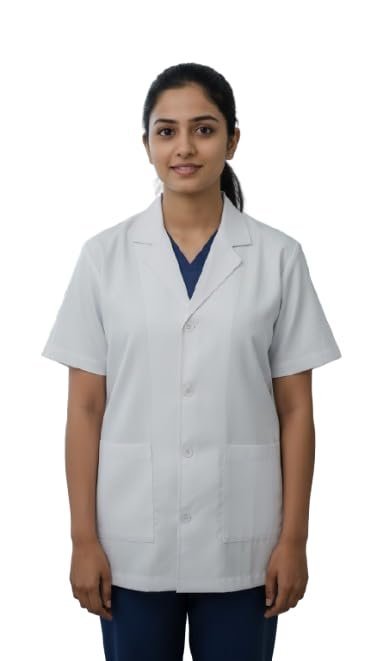 1-67.jpg LUNAIN Half Sleeves Lab Coat for Women