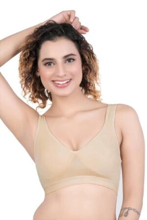 1-69.jpg LUNAIN Blossam Women's Cotton Non Padded Wire Free Everyday Bra (Peach)