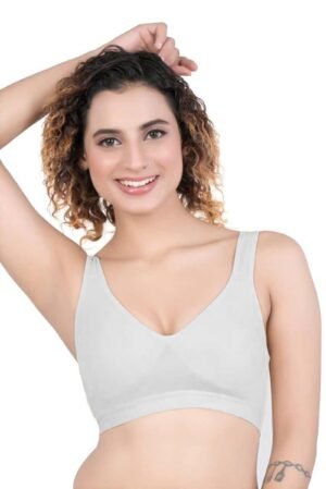 1-70.jpg LUNAIN Blossam Women's Cotton Non Padded Wire Free Everyday Bra (White)