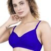 1-71.jpg LUNAIN Demi Pad Women's Lina Salwar-Kameez Knitted Molded Cup Regular Fit Bra Cotton Non Padded Wire Free (Blue)