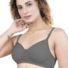 1-72.jpg LUNAIN Demi Pad Women's Lina Salwar-Kameez Knitted Molded Cup Regular Fit Bra Cotton Non Padded Wire Free (Gray)
