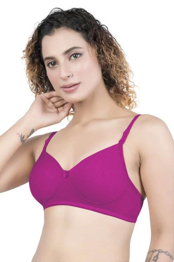 1-73.jpg LUNAIN Demi Pad Women's Lina Salwar-Kameez Knitted Molded Cup Regular Fit Bra Cotton Non Padded Wire Free (Pink)
