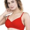 1-75.jpg LUNAIN Demi Pad Women's Lina Salwar-Kameez Knitted Molded Cup Regular Fit Bra Cotton Non Padded Wire Free (Red)