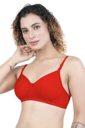 1-75.jpg LUNAIN Demi Pad Women's Lina Salwar-Kameez Knitted Molded Cup Regular Fit Bra Cotton Non Padded Wire Free (Red)
