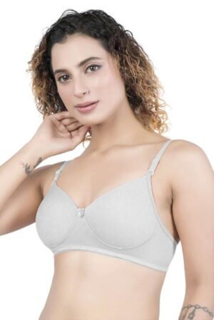 1-76.jpg LUNAIN Demi Pad Women's Lina Salwar-Kameez Knitted Molded Cup Regular Fit Bra Cotton Non Padded Wire Free (White)